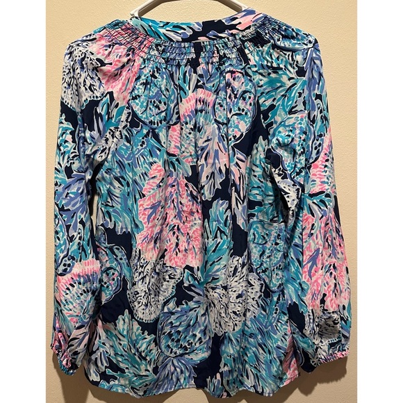 Lilly Pulitzer NWT Women's Elsa Top Size XXS - High Tide Navy Party In Paradise - Picture 7 of 9